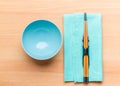 Empty rice bowl with bamboo chopsticks Royalty Free Stock Photo