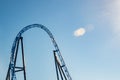 Empty ride roller coaster on sky background in amusement park Royalty Free Stock Photo
