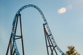Empty ride roller coaster on sky background in amusement park Royalty Free Stock Photo