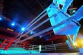 Empty ring geared-up for fight boxers