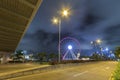 Empty road in Central district of Hong Kong city at night Royalty Free Stock Photo