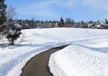 Empty road cleared of snow Royalty Free Stock Photo