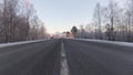 Almost empty road in the cold Russian North