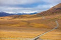 Empty road at Denali national park at fall in Alaska Royalty Free Stock Photo