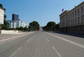 Empty road in downtown of Tirana city, Albania