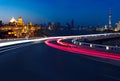 Empty road floor with bird-eye view at Shanghai bund Skyline Royalty Free Stock Photo