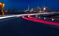 Empty road floor with bird-eye view at Shanghai bund Skyline Royalty Free Stock Photo