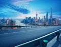 Empty road floor with bird-eye view at Shanghai bund Skyline Royalty Free Stock Photo