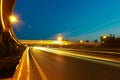 Empty road floor with modern city viaduct Royalty Free Stock Photo