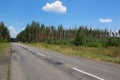 Empty road, forest and sky. Royalty Free Stock Photo