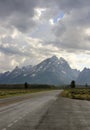 Empty road in the Grand Tetons