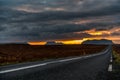 Empty Road in Iceland with Cloudy Morning Sky. Landscape. Morning Narure. Royalty Free Stock Photo