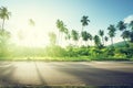 Empty road in jungle of Seychelles Royalty Free Stock Photo