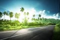 empty road in jungle of Seychelles Royalty Free Stock Photo
