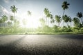 Empty road in jungle of Seychelles islands Royalty Free Stock Photo