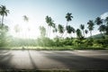 Empty road in jungle of Seychelles islands Royalty Free Stock Photo