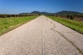Empty road that leads through the vineyards Royalty Free Stock Photo