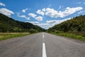 Empty road and mountains on background of the cloudy sky Royalty Free Stock Photo