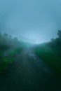 Empty road on Natural Merbabu Mountain on Blue Tungsten Blue Col