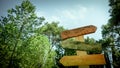 Empty road signs isolated on nature background. Colorful signboards