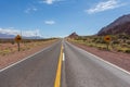 An empty road in Argentina leading towards the border with Chile in the Andes mountain range. Royalty Free Stock Photo