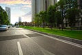 Empty road surface floor with City streetscape buildings Royalty Free Stock Photo