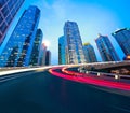 Empty road surface with shanghai lujiazui city buildings Royalty Free Stock Photo