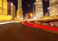 Empty road surface with shanghai lujiazui city buildings Royalty Free Stock Photo