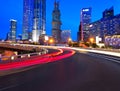 Empty road surface with shanghai lujiazui city buildings Royalty Free Stock Photo