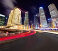 Empty road surface with shanghai lujiazui city buildings Royalty Free Stock Photo