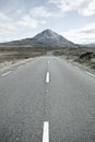 Empty road to the Errigal mountains