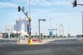 Am empty road view of Marina mall in Abudhab and Fairmont Marina Residences Royalty Free Stock Photo