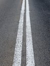 An empty road with white double line road marking