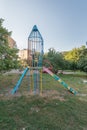 Empty rocket slide on an old Soviet playground Royalty Free Stock Photo