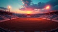 Empty rodeo arena at sunset with tiered seating. Generative AI Royalty Free Stock Photo