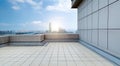 Empty rooftop and wall in city