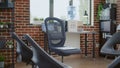 Empty room with aa meeting sign on white board and chairs in circle Royalty Free Stock Photo