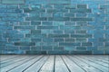 Empty room background of brick wall with wooden floor Royalty Free Stock Photo