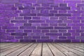 Empty room background of brick wall with wooden floor. Royalty Free Stock Photo