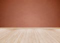 Empty Room background and Red cement wall with Wooden