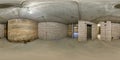 Empty room in basement without repair. full spherical hdri panorama 360 degrees in interior room in basement in equirectangular Royalty Free Stock Photo