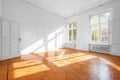 Empty room in beautiful flat with wooden floor - real estate in Royalty Free Stock Photo