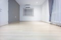 Empty room with laminate floor for background. Royalty Free Stock Photo