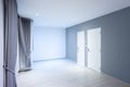 Empty room or bedroom in perspective view at night. Royalty Free Stock Photo