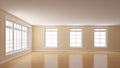 Empty Room with Beige Plastered Walls, a Large Window on the Left