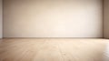 Empty room blank beige wall with wood floor, house interior minimal background. generative ai