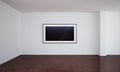 Empty room with blank painting and dark floor