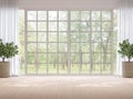 Empty room with blurry nature background 3d render