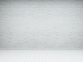 Empty Room brick wall wood floor 3d background texture interior Mock up Royalty Free Stock Photo