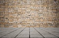Empty room with bricks wall and tiled floor Royalty Free Stock Photo